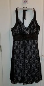 Torrid size 16 halter dress, black lace and white